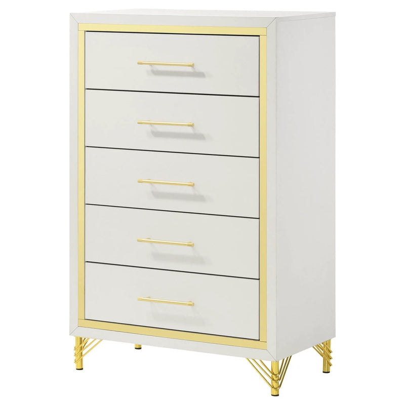 Lucia 5-drawer Bedroom Chest of Drawers White by Unique Piece Furniture