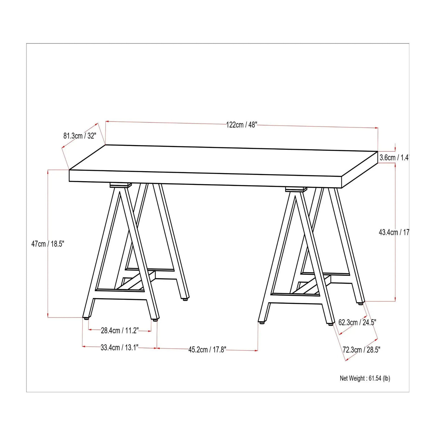 Sawhorse - Handcrafted Solid Table by Unique Piece Furniture