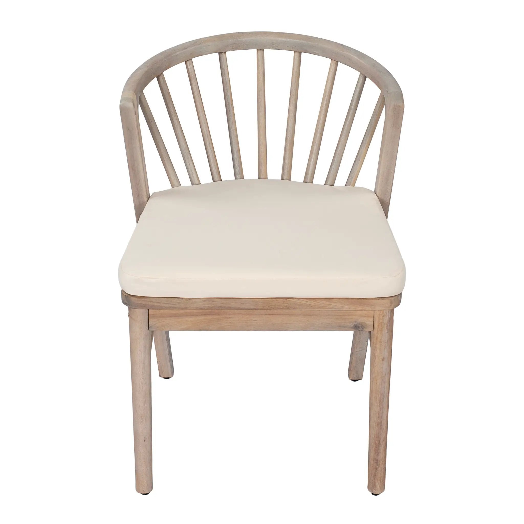 Outdoor Dining Chairs Set of 2 with Acacia Wood and Cream Washable Cushions by HouseOfZazla