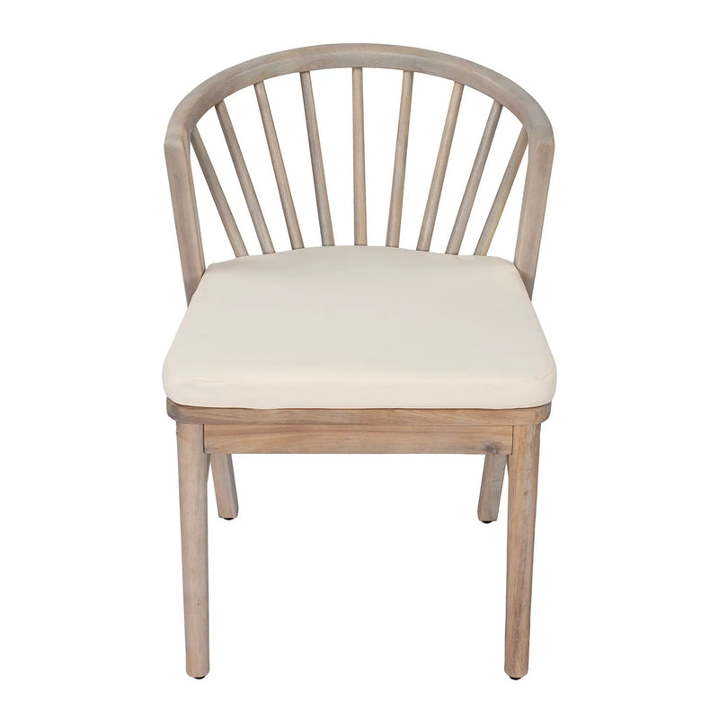 Outdoor Dining Chairs Set of 2 with Acacia Wood and Cream Washable Cushions by HouseOfZazla