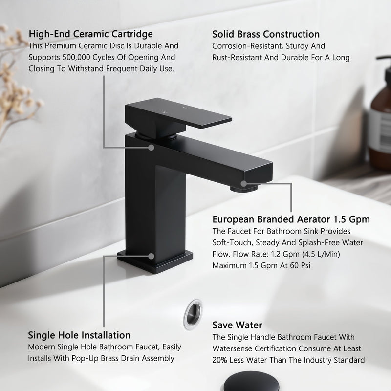Single Handle Bathroom Faucet, Matte by HouseOfZazla