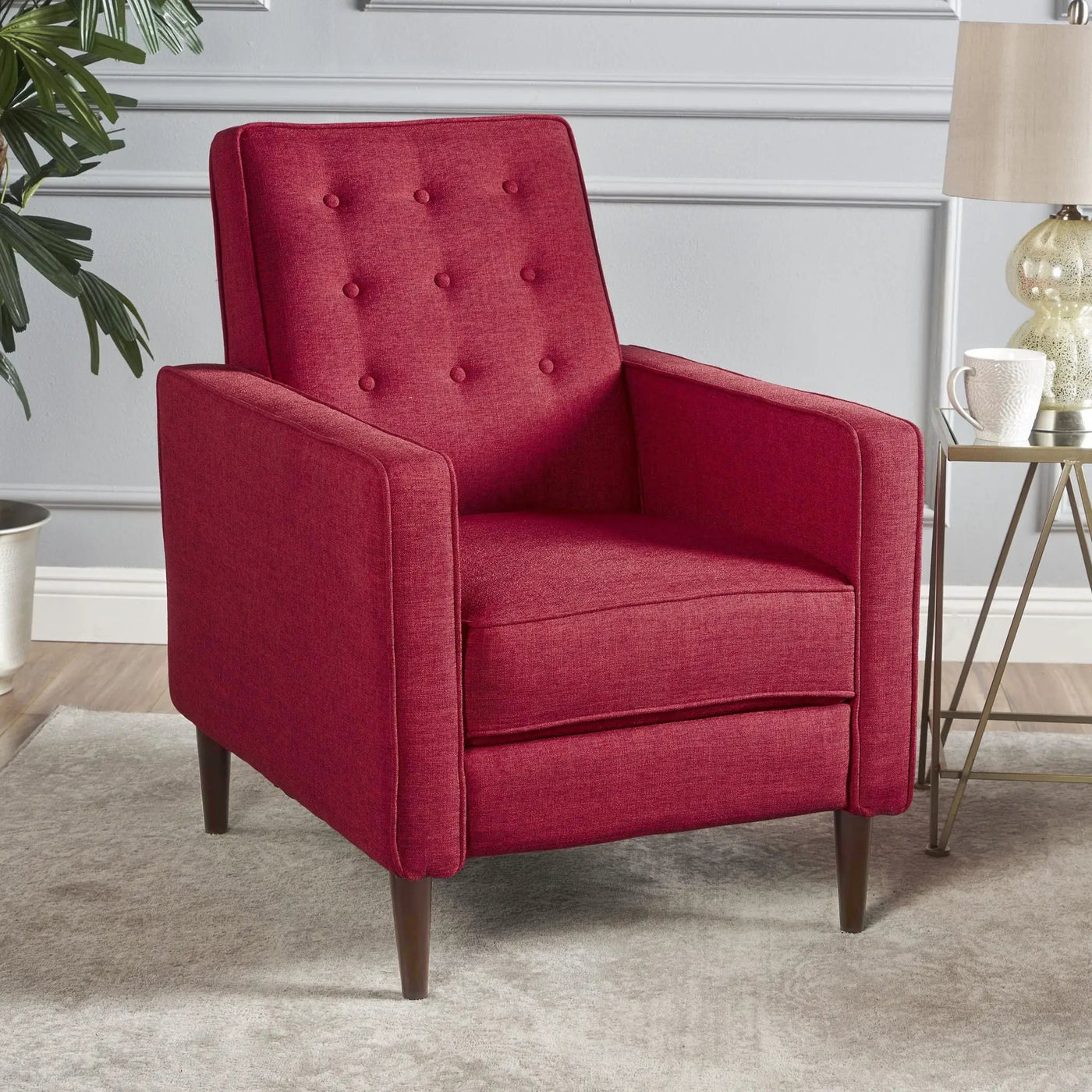 Mid-Century Modern Recliner With Button Tufted Waffle Stitch by Unique Piece Furniture