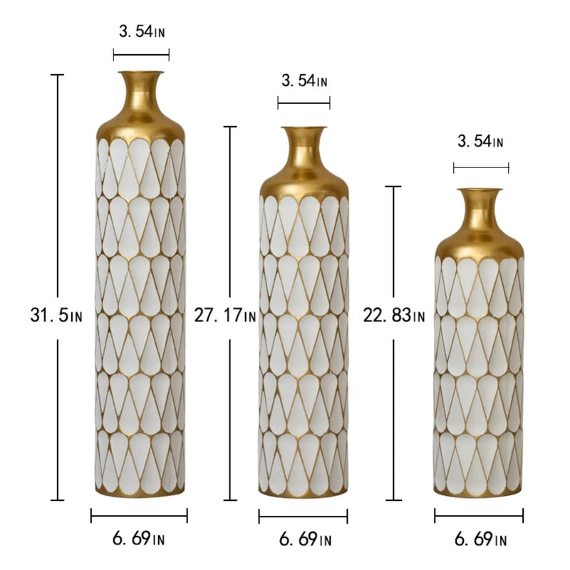 Floor Metal Vase Modern Style Decoration 3-Piece Set by HouseOfZazla