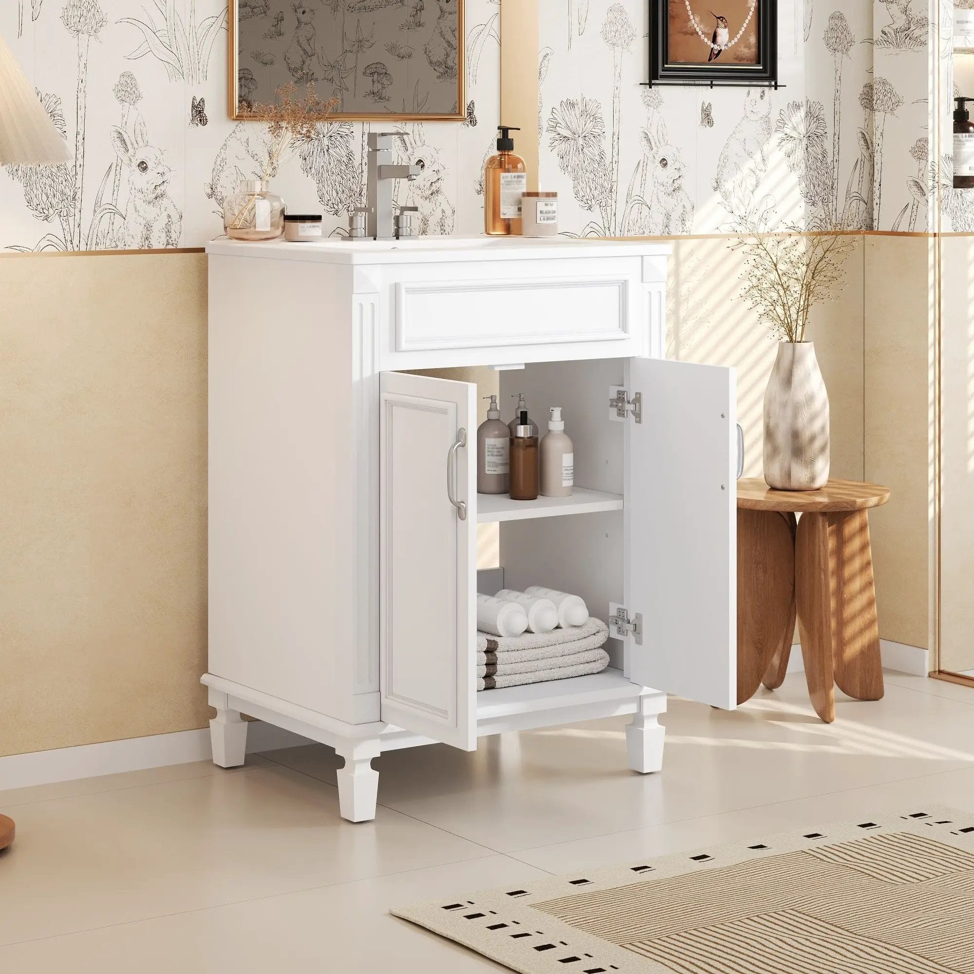 Bathroom Vanity With Top Sink, Cabinet With 2 Soft Closing Doors by Unique Piece Furniture
