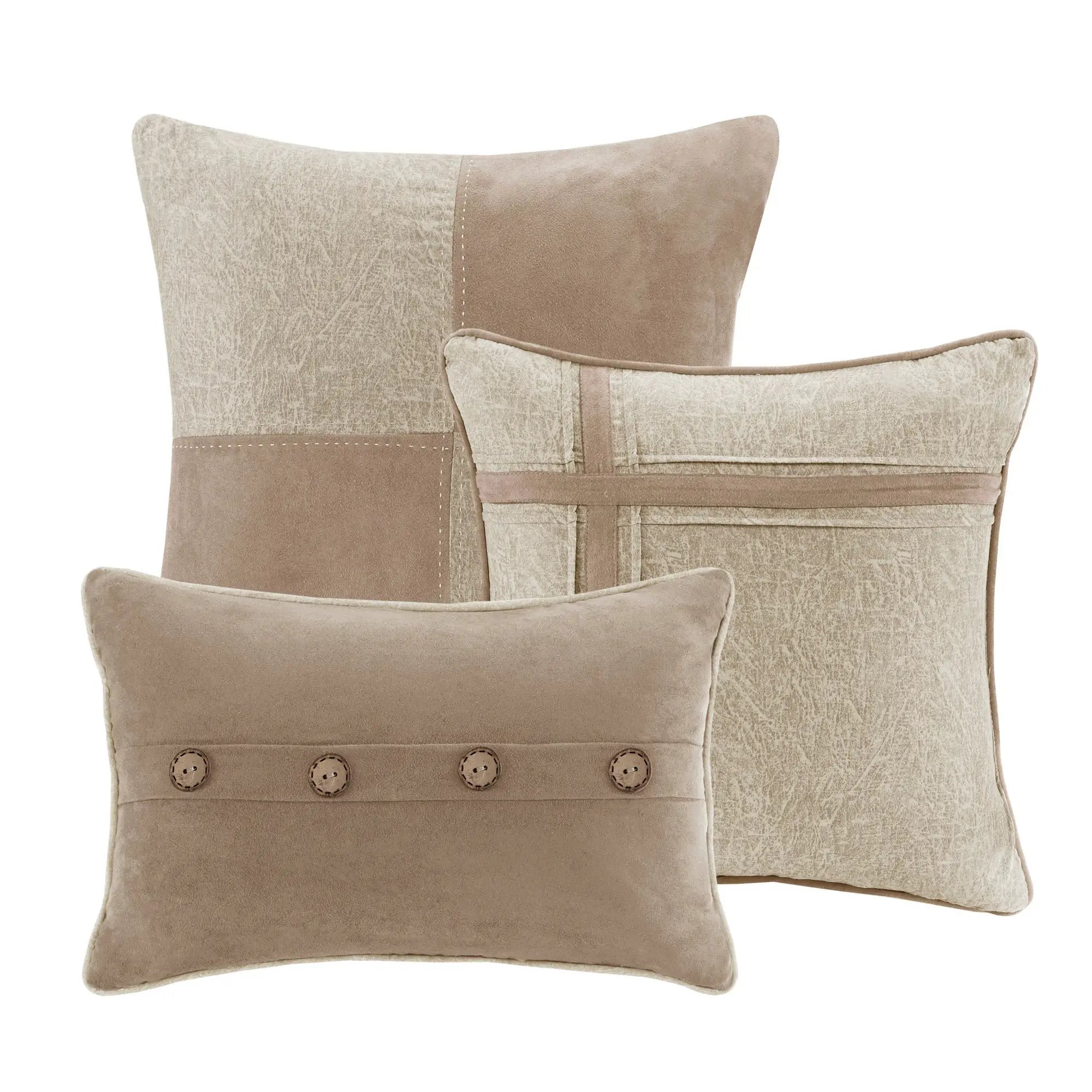 7 Piece Faux Suede Comforter Set Tan Queen by HouseOfZazla