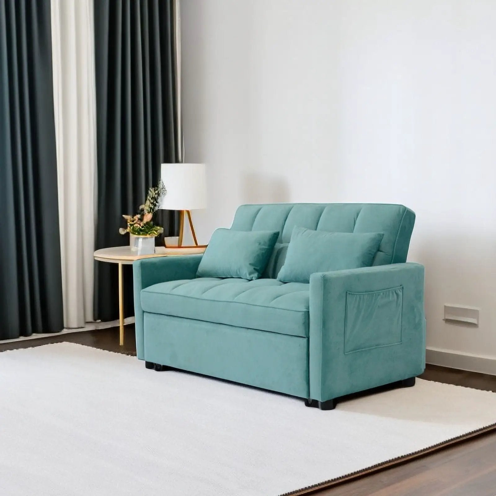 3 In 1 Convertible Sleeper Sofa Bed, Modern Fabric Loveseat Futon Sofa Couch With Pullout Bed, Small Love Seat Lounge Sofa With Reclining Backrest, Furniture For Living Room by HouseOfZazla