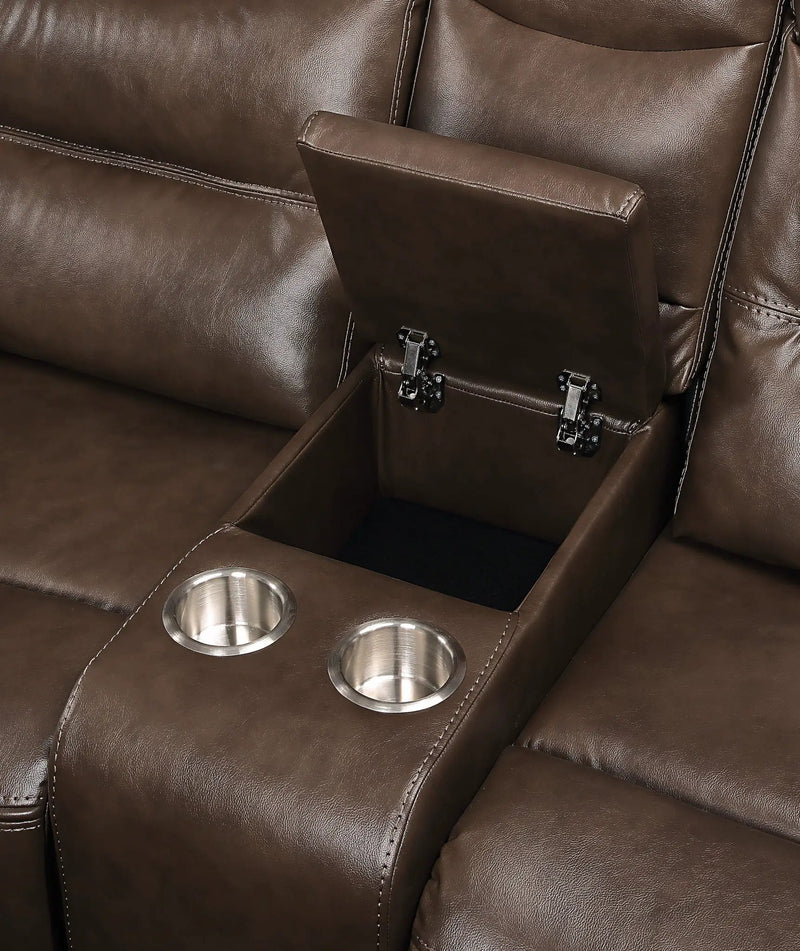 Aashi Leather Gel Match Recliner Loveseat - Brown by HouseOfZazla
