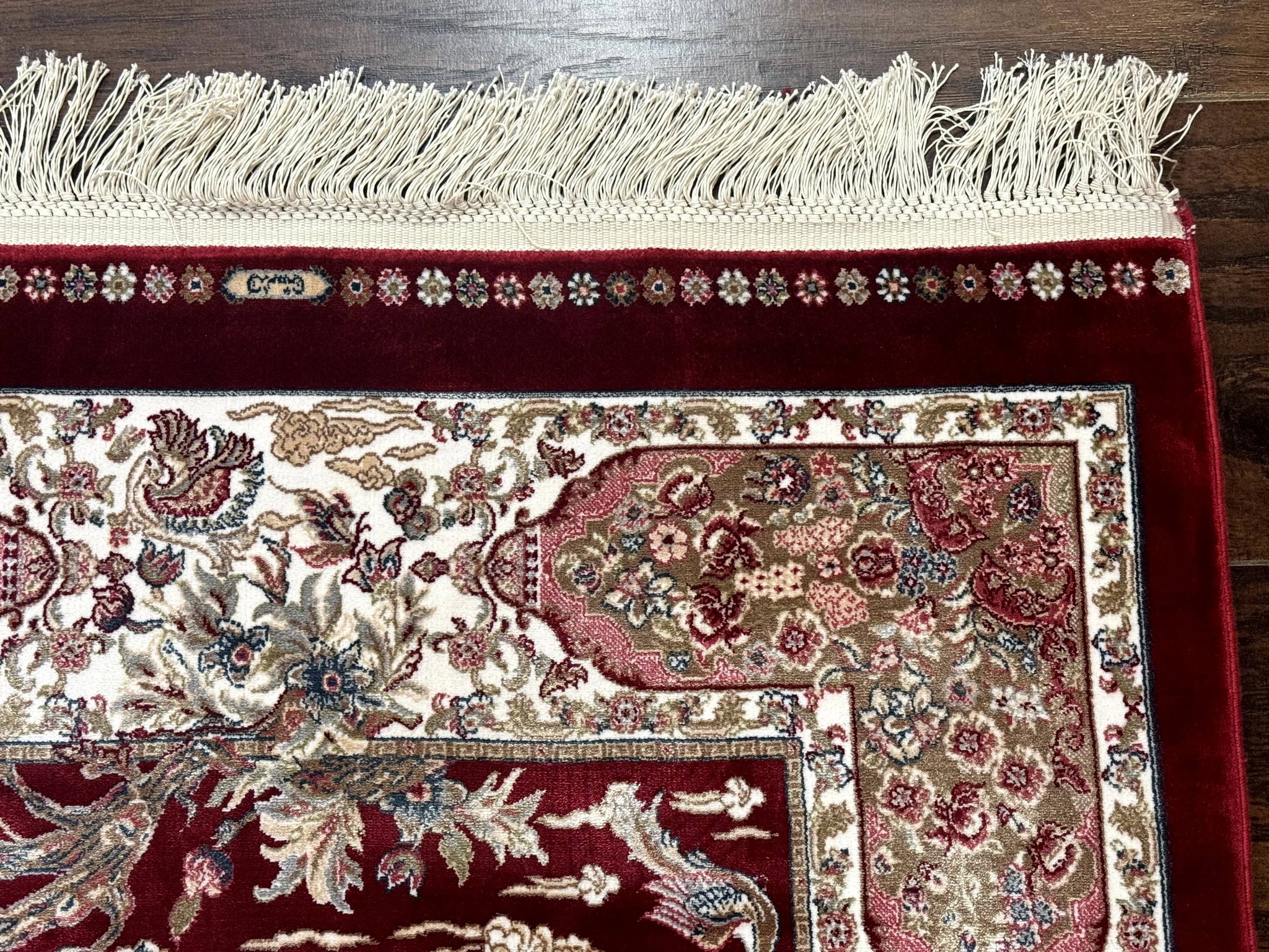Dark Red Turkish Silk Rug 2.6 x 4, Hunting Design Scene, Bamboo Silk by Jewel Rugs