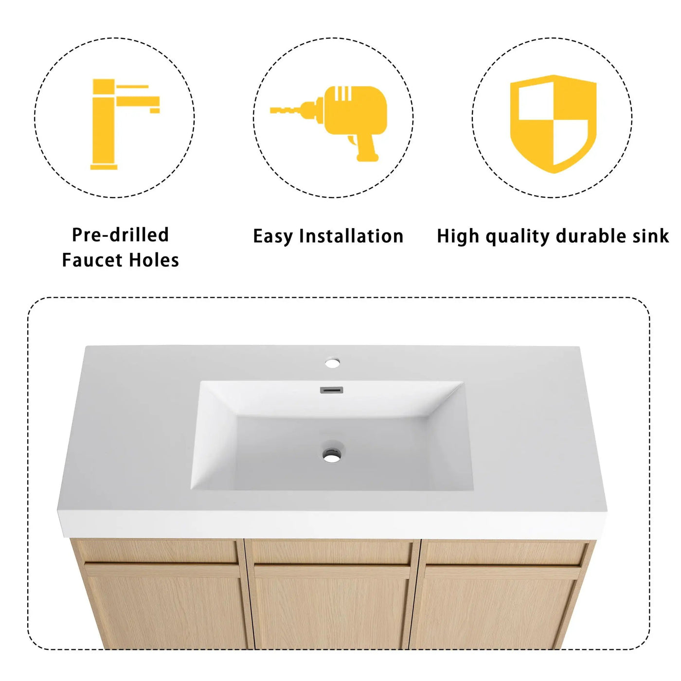 Freestanding Bathroom Vanity With Resin Sink & Soft Close Cabinet Doors by Unique Piece Furniture