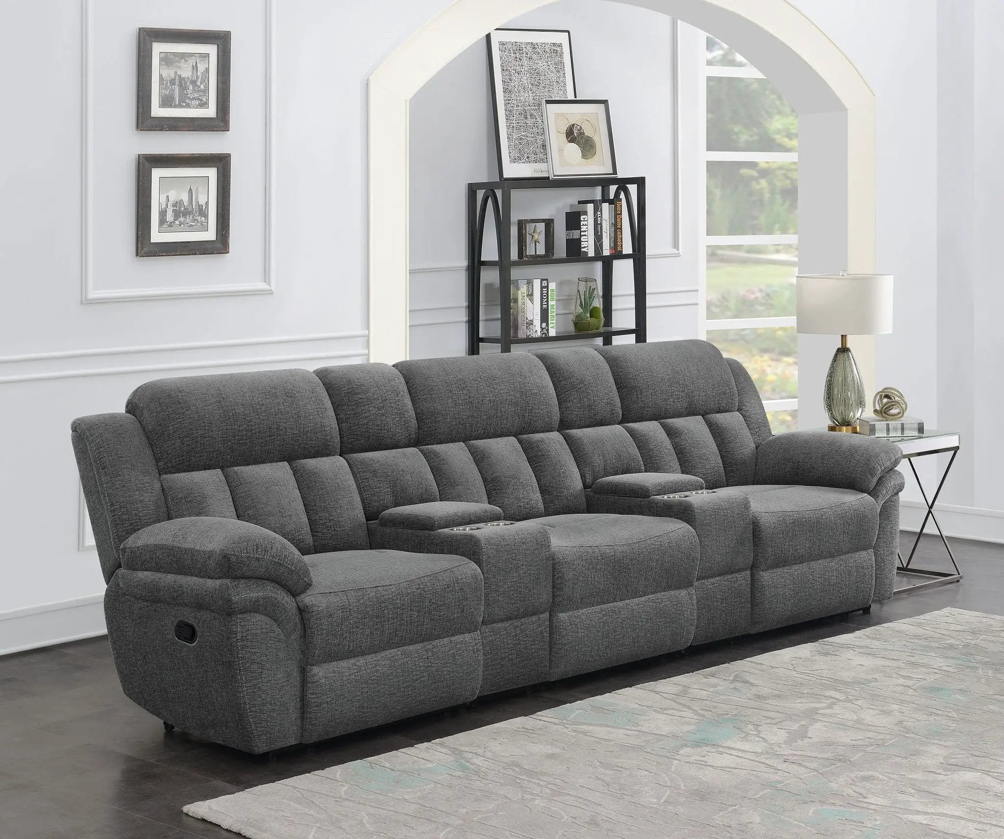 Bahrain 5-piece Upholstered Home Theater Seating Charcoal by Unique Piece Furniture