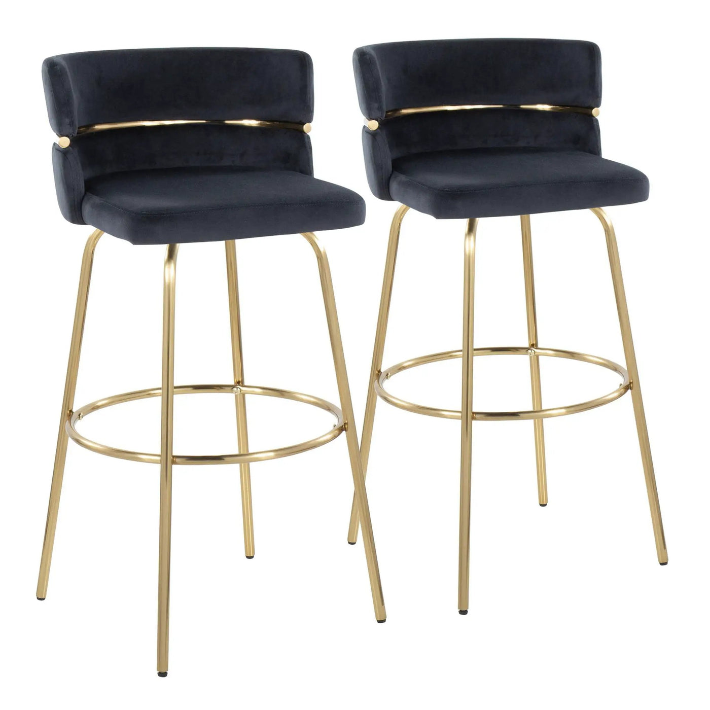 Cinch - Glam / Art Deco Fixed Height Barstool With Swivel With Round Footrest (Set of 2) by HouseOfZazla