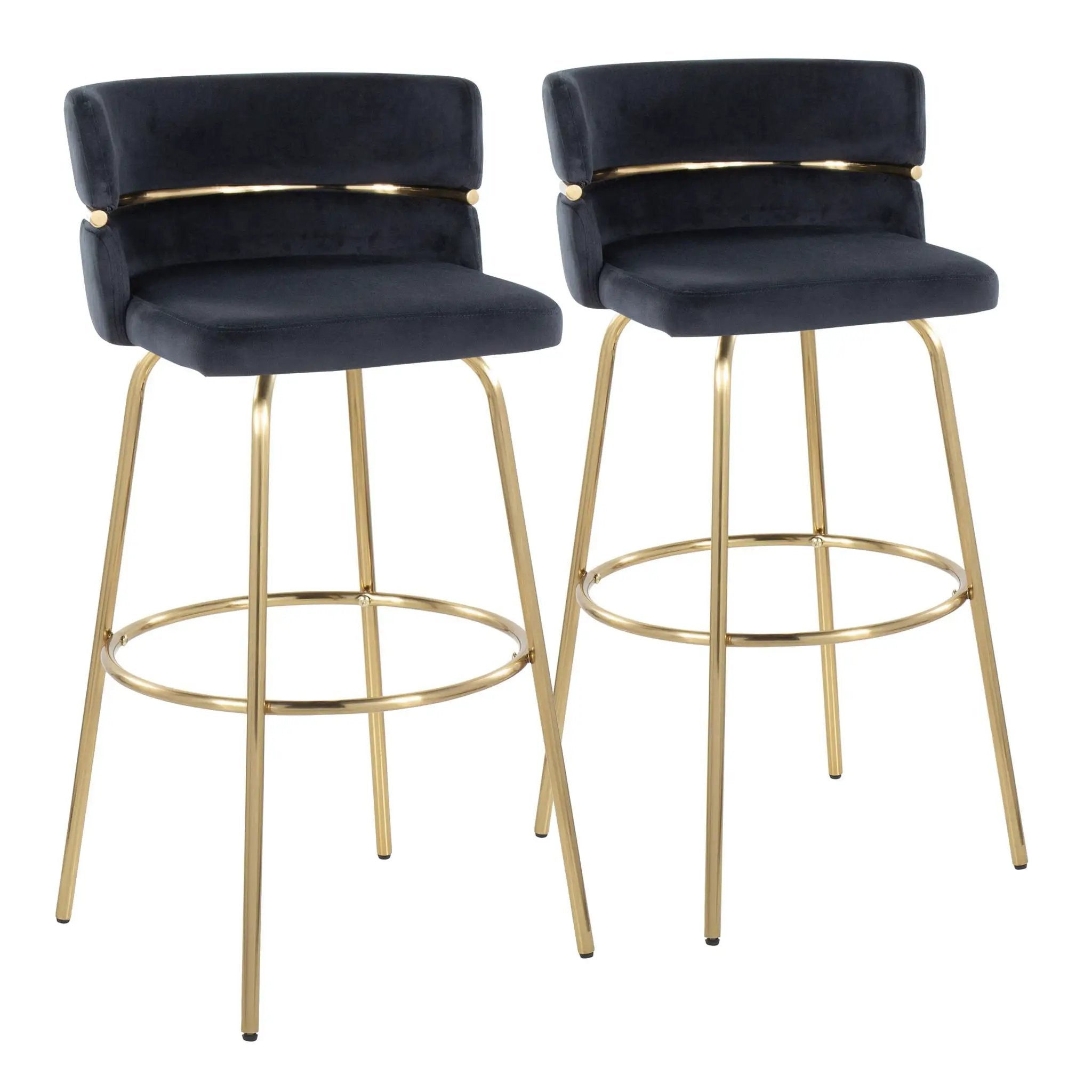 Cinch - Glam / Art Deco Fixed Height Barstool With Swivel With Round Footrest (Set of 2) by Unique Piece Furniture
