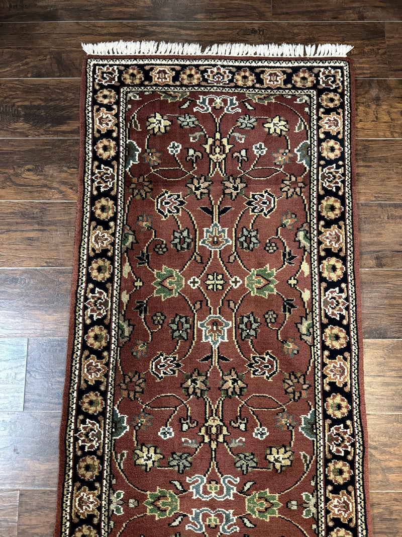 Indo Persian Sarouk Runner Rug 2.8 x 20 ft Runner for Hallway, Long Runner Rug, Handmade by Jewel Rugs
