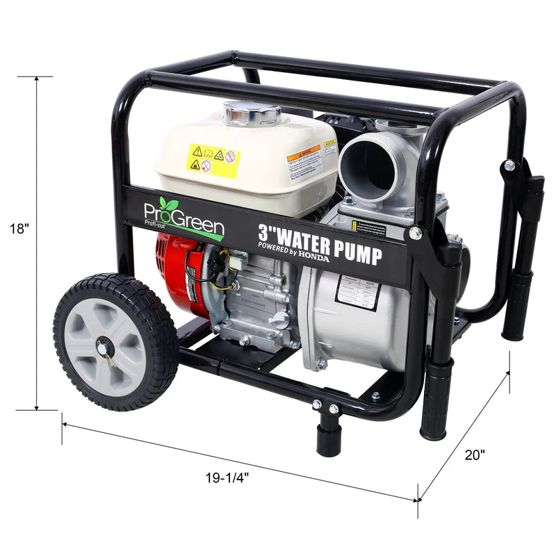 Honda - Gx160 Engine Water Pump 3" 264Gpm With Accessories Kit And Handle Wheel Kit - Black / Red by HouseOfZazla