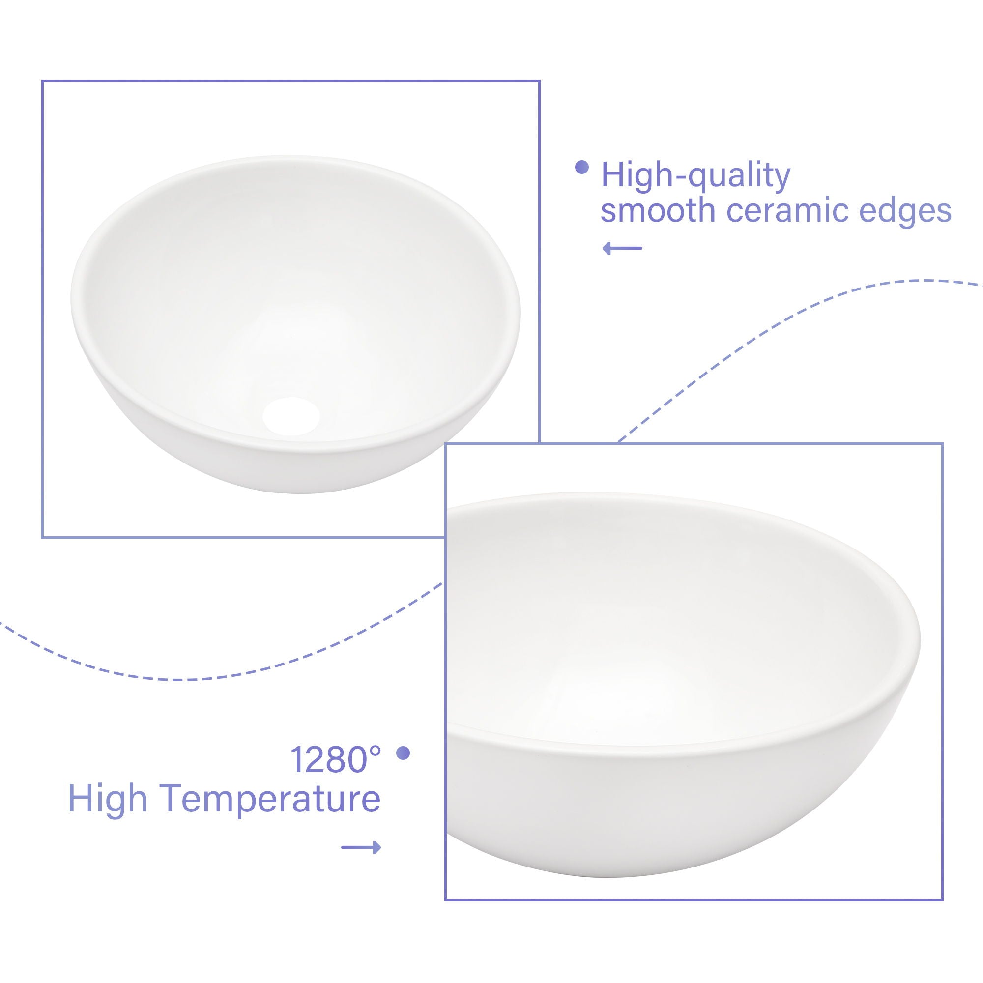 Modern Ceramic Circular Vessel Bathroom Sink by HouseOfZazla