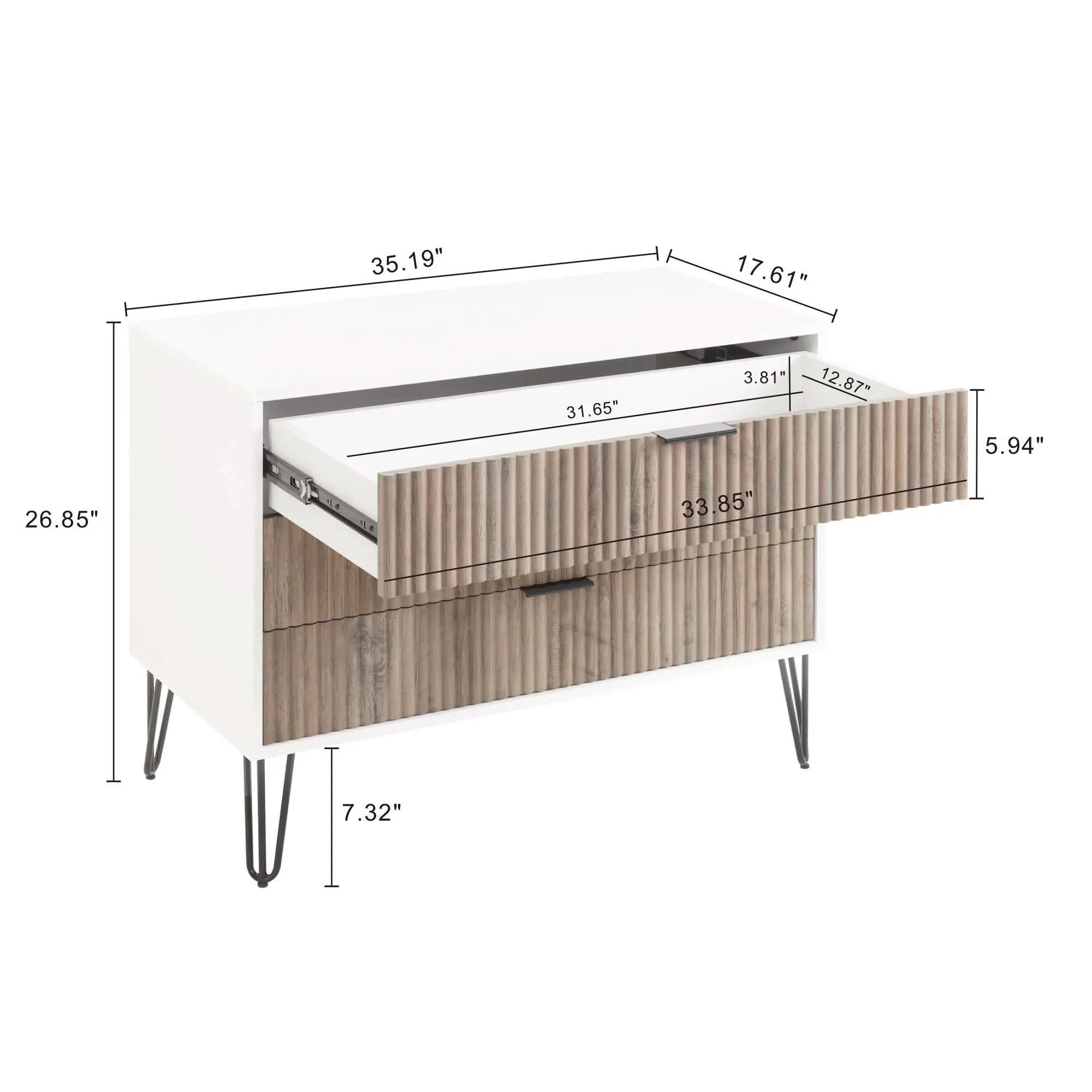 Dumbo - Fluted Dresser - Gray / White by HouseOfZazla