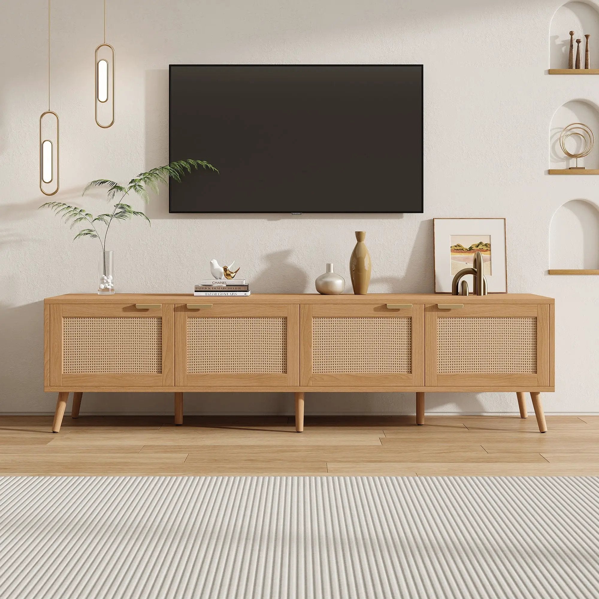 TV Stand With Storage & Cable Holes - Natural Wood by Unique Piece Furniture