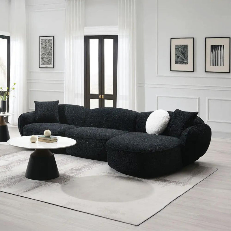 Lucifer - Sectional Sofa With 3 Pillows - Black Shimmer Chenille by Unique Piece Furniture