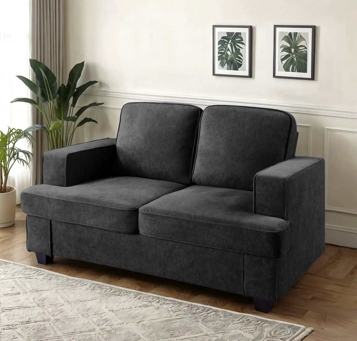 Modern Loveseat, Comfortable 2 Seater Couch With Deep Seating, Loose Back Cushions, Wide Arms by Unique Piece Furniture