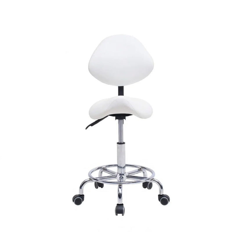 Saddle Stool Chair with Backrest - White by HouseOfZazla