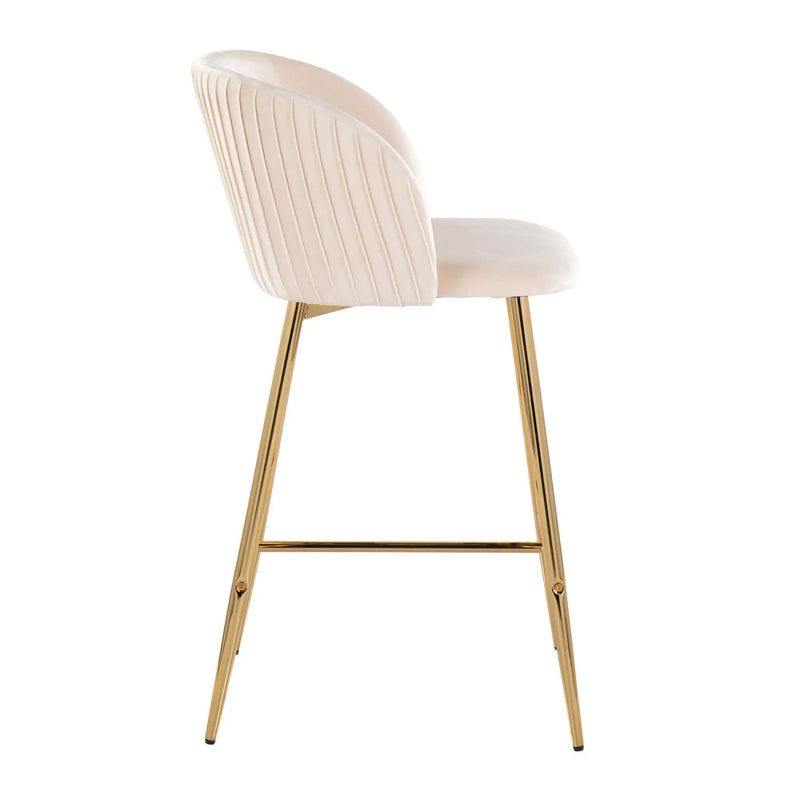 Fran - Pleated Contemporary / Glam Fixed Height Counter Stool (Set of 2) by HouseOfZazla