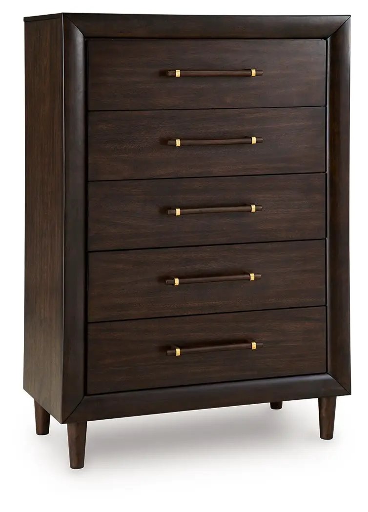 Dantenton - Five Drawer Chest - Merlot by Unique Piece Furniture