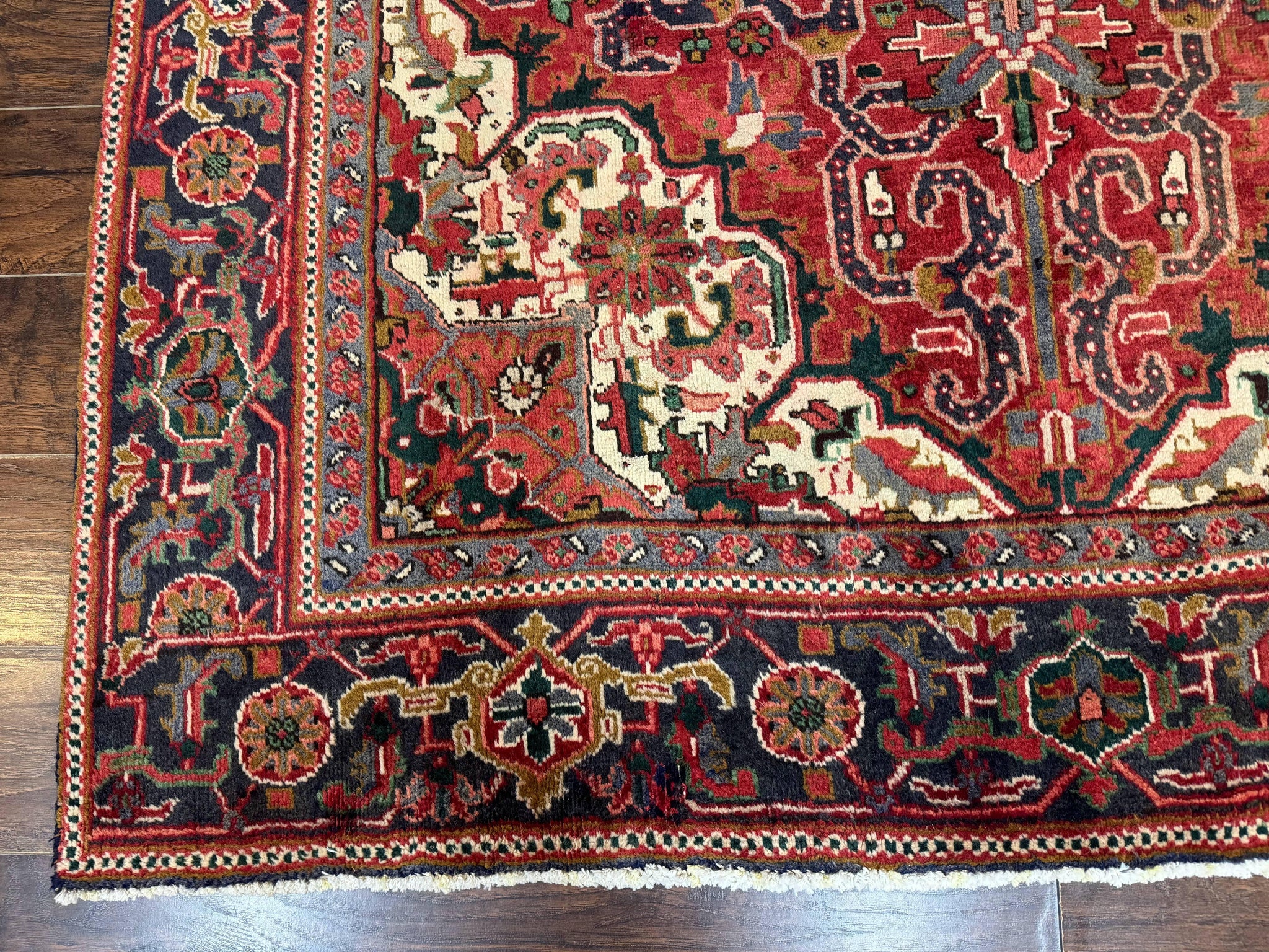 Persian Heriz Rug 6.6 x 9, Geometric Wool Persian Carpet by Jewel Rugs