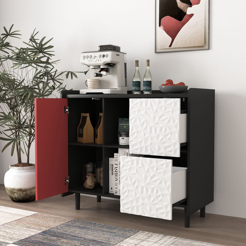 Modern Sideboard Buffet Cabinet With Doors And Unique Panel Styling by HouseOfZazla