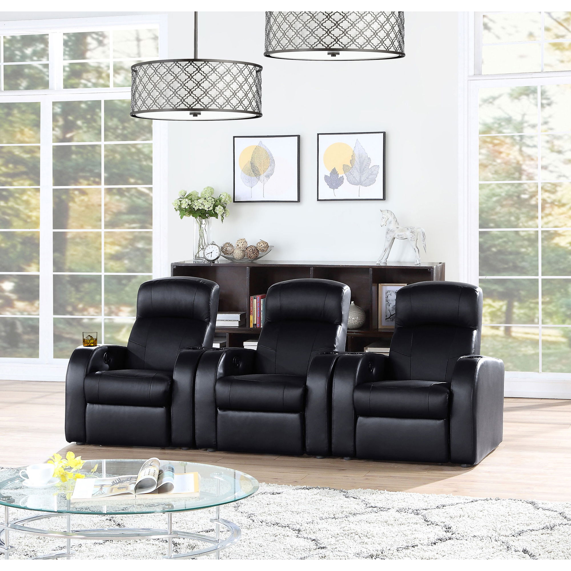 Greenfield - 3 Seater Home Theater With Storage - Black by HouseOfZazla