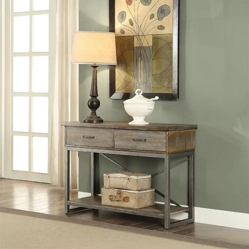 Lazarus - Server - Weathered Oak & Antique Silver by Unique Piece Furniture