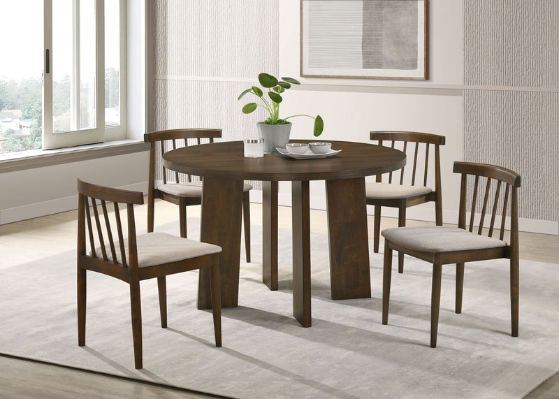 Strouse 5-piece Dining Set Wheat and Walnut by Unique Piece Furniture