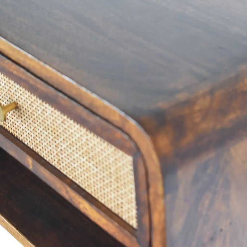 Wall Mounted Open Woven Bedside Table - Chestnut by Unique Piece Furniture