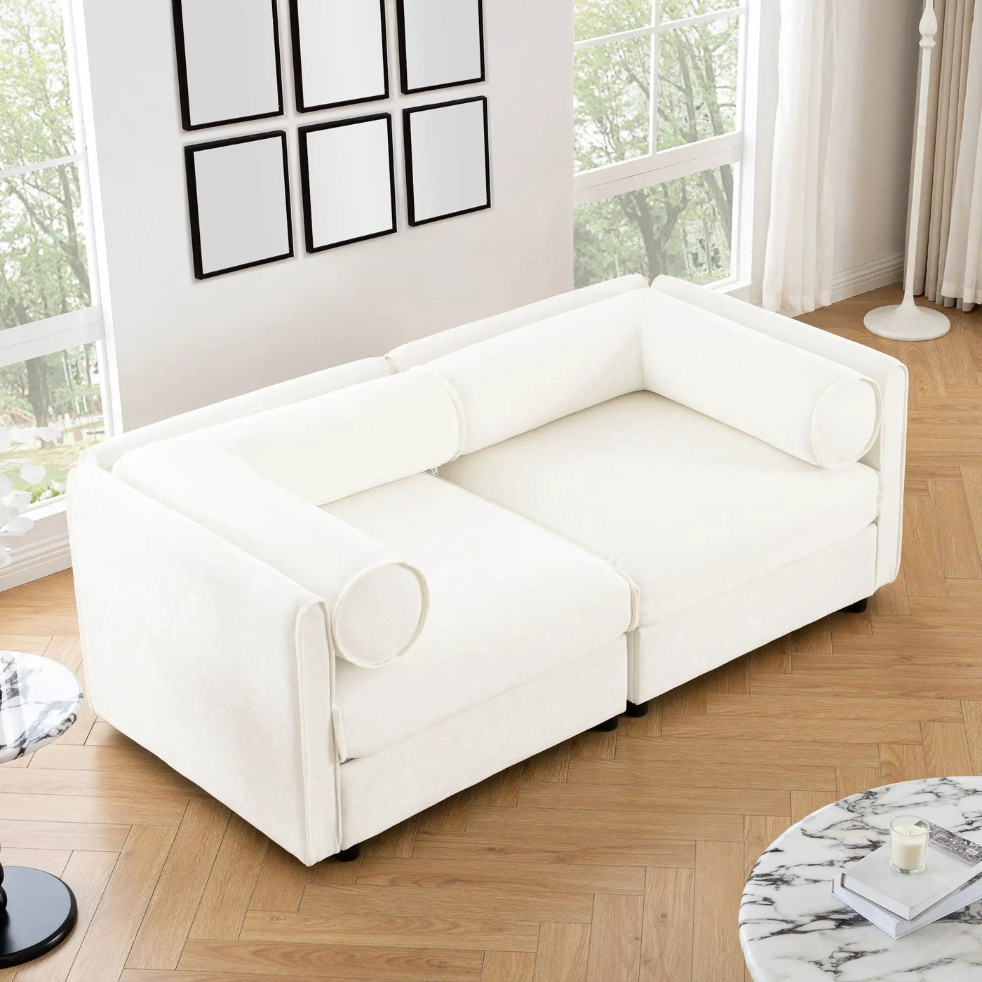 Stylish Sofa With Storage Seat And Cylindrical Backrest by Unique Piece Furniture