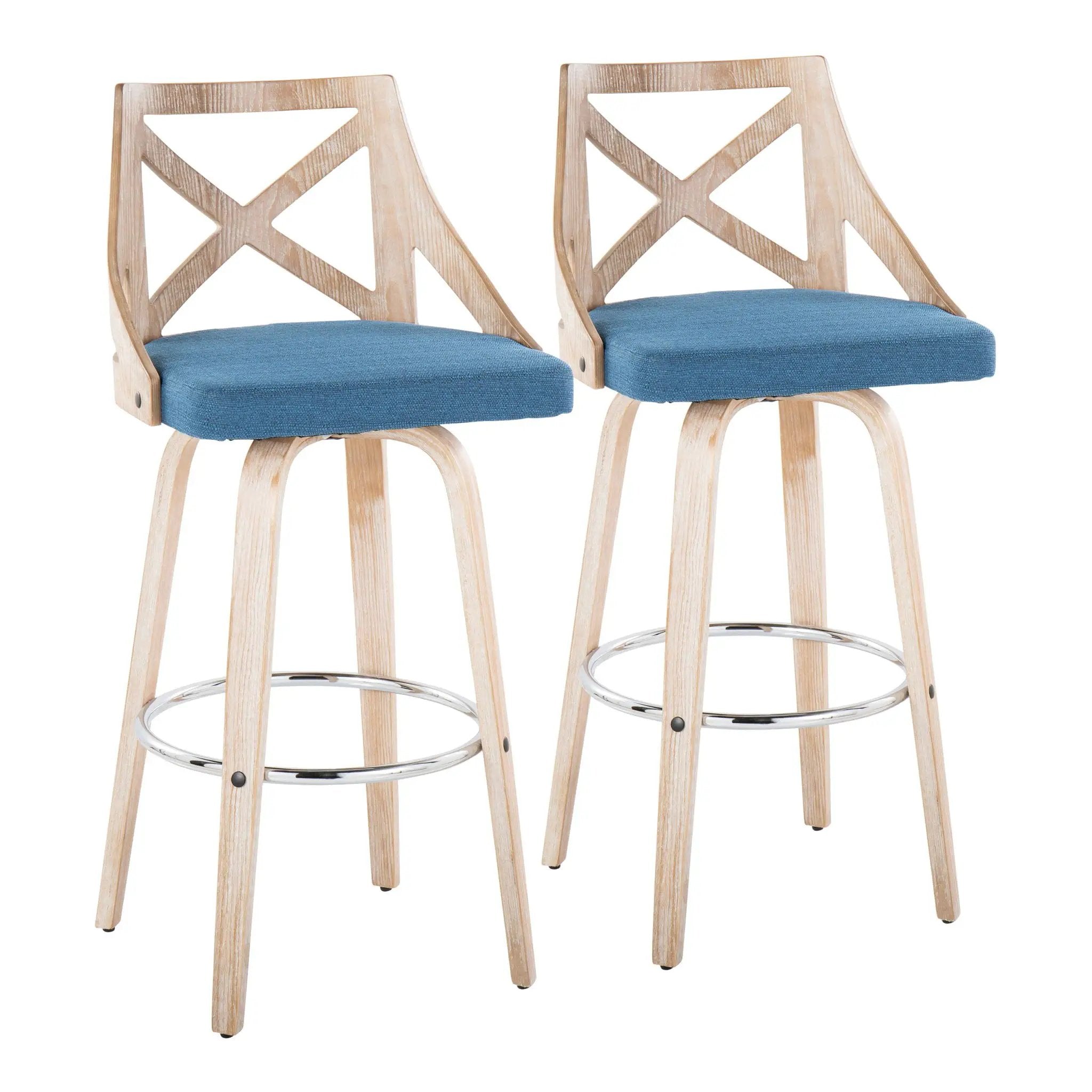 Charlotte - Farmhouse Fixed Height Bar Stool With Swivel And Round Footrest (Set of 2) by Unique Piece Furniture
