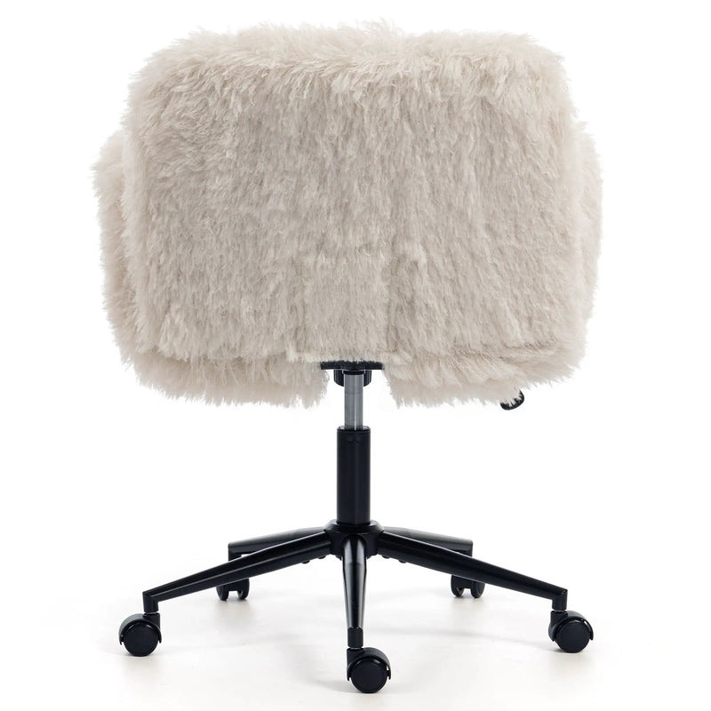 Swivel Chair With Adjustable Armrests And Wheels For Home Office - Beige by HouseOfZazla