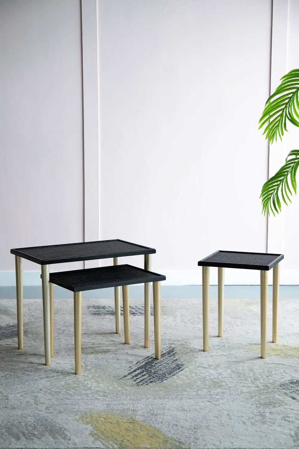 Side Tables (Set of 3) - Black / Gold by HouseOfZazla