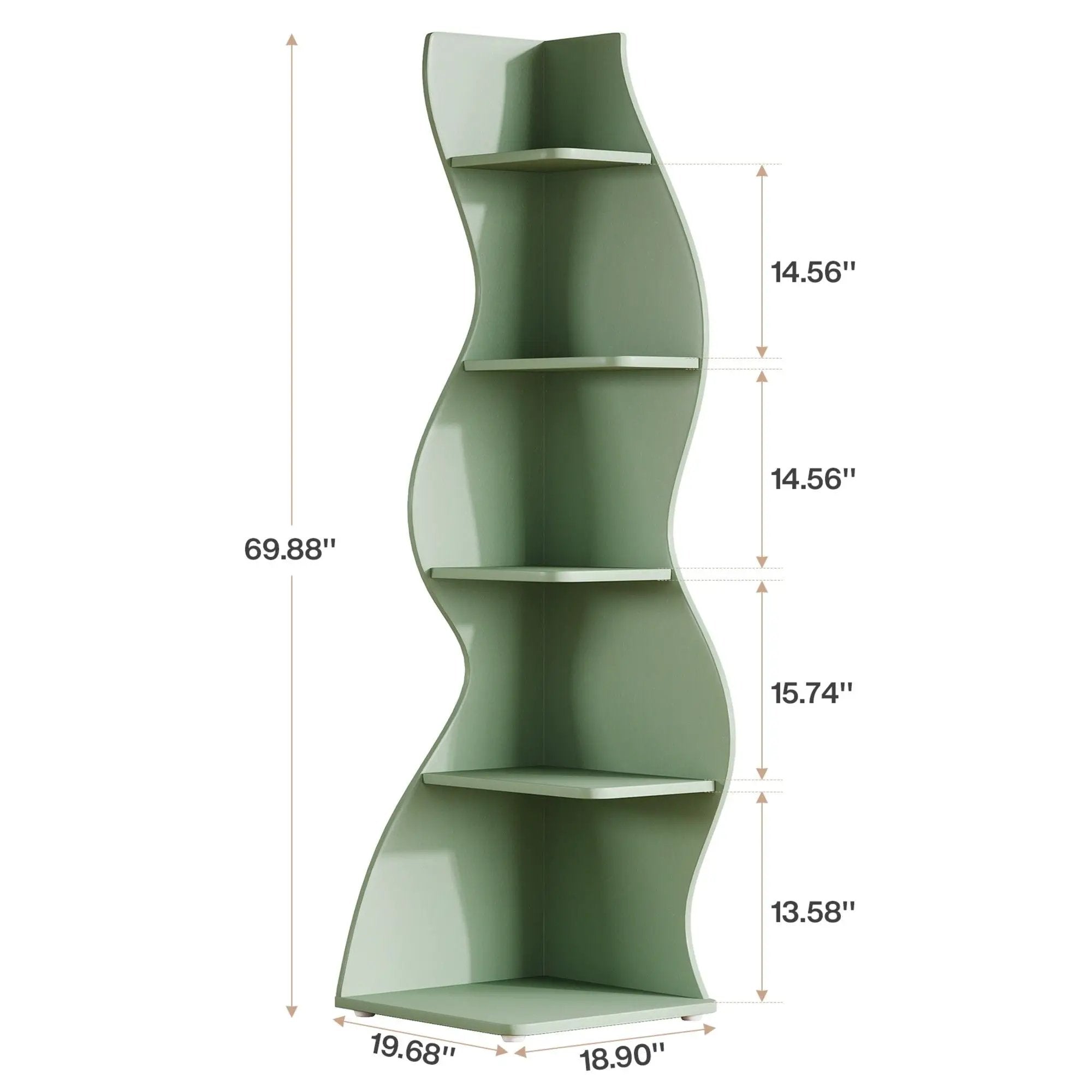 5 Tier Wavy Corner Bookshelf And Plant Stand For Living Room by HouseOfZazla