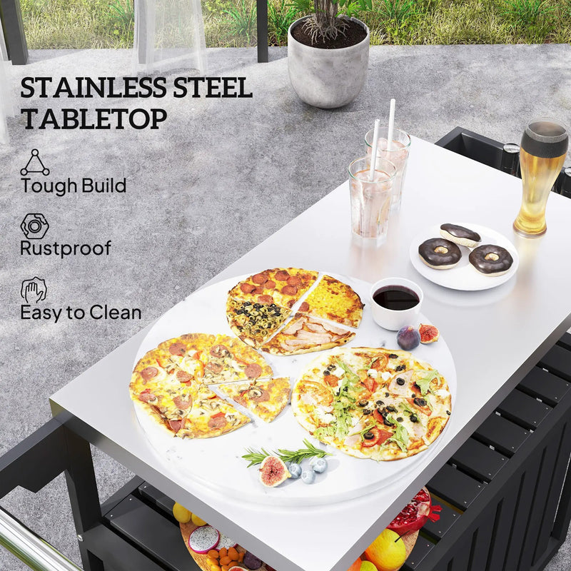 Outdoor Bar Cart with Storage and Stainless Steel Top by HouseOfZazla