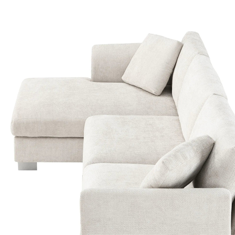 Modern Cloud Sectional Sofa L Shaped Luxury Couch Set With 2 Free Pillows 4 Seat With Oversized Chaise by HouseOfZazla