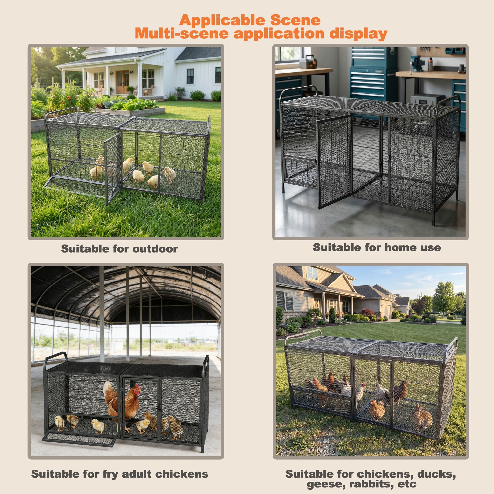 Chicken Cage, Poultry Breeding Coop - Black / Silver by HouseOfZazla
