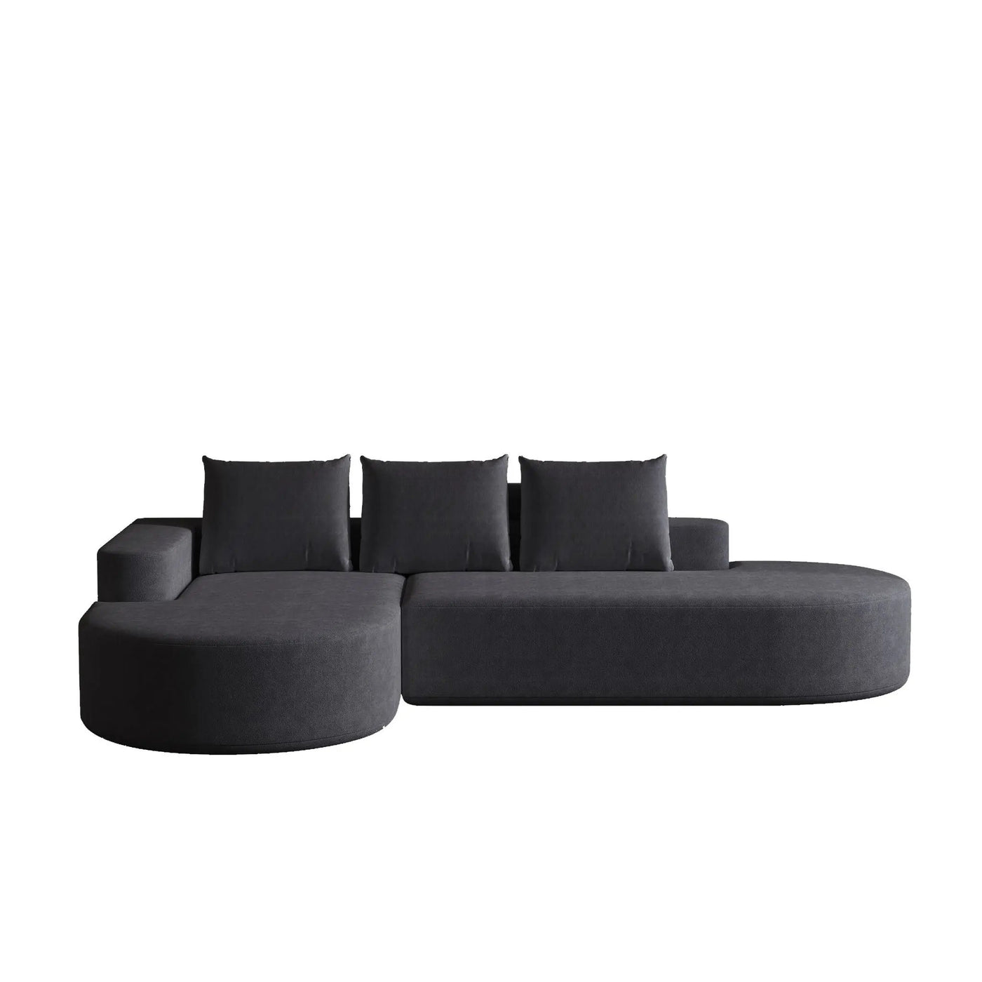 Modern Curved Sofa, L-Shaped Modular Sectional Set With 3 Pillows by HouseOfZazla