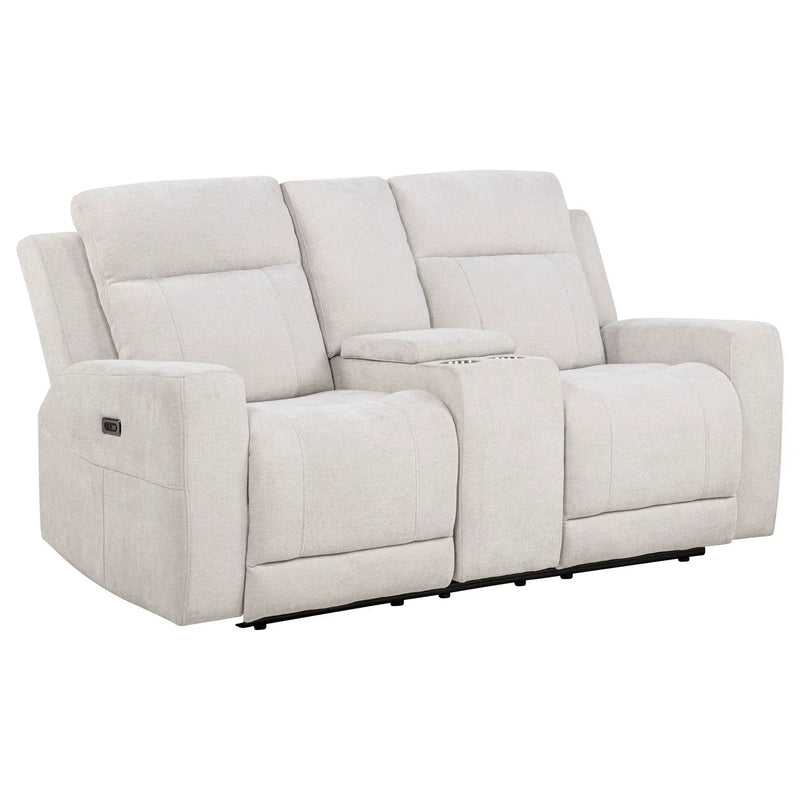 Kennett Chenille Upholstered Power Reclining Loveseat Ivory by Unique Piece Furniture