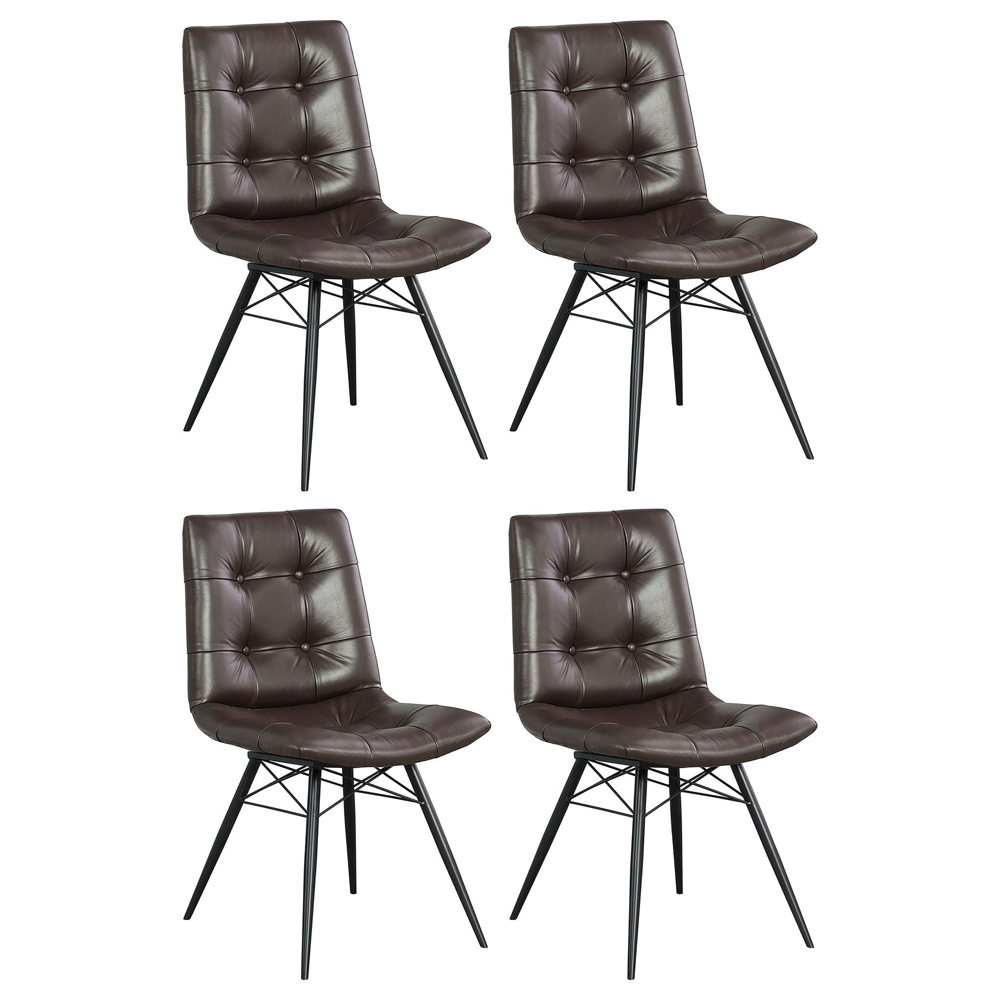 Back Dining Chairs With Button Tufting (Set of 4) - Brown by HouseOfZazla