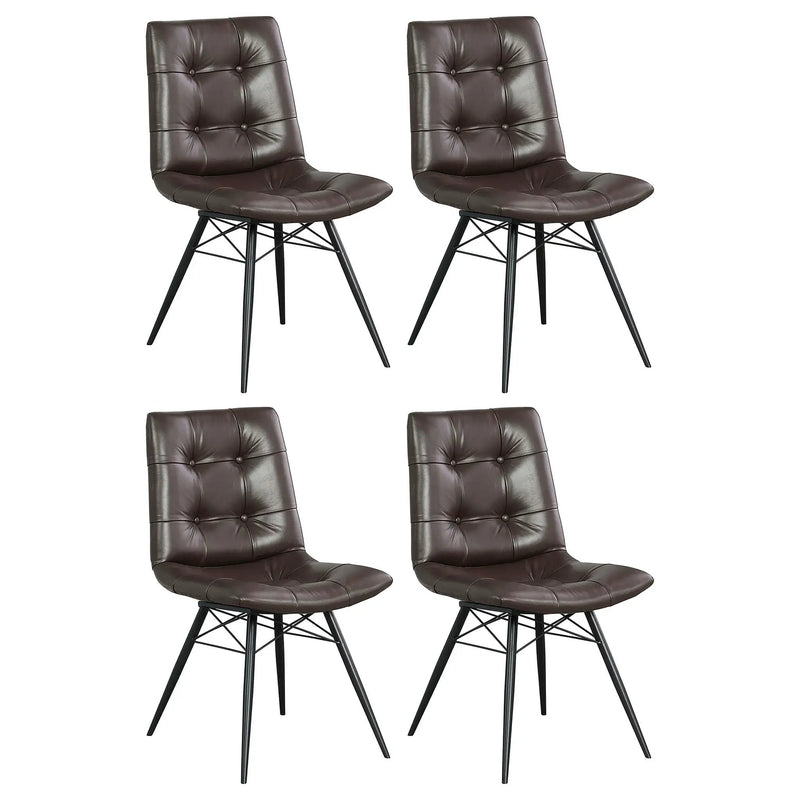 Back Dining Chairs With Button Tufting (Set of 4) - Brown by HouseOfZazla