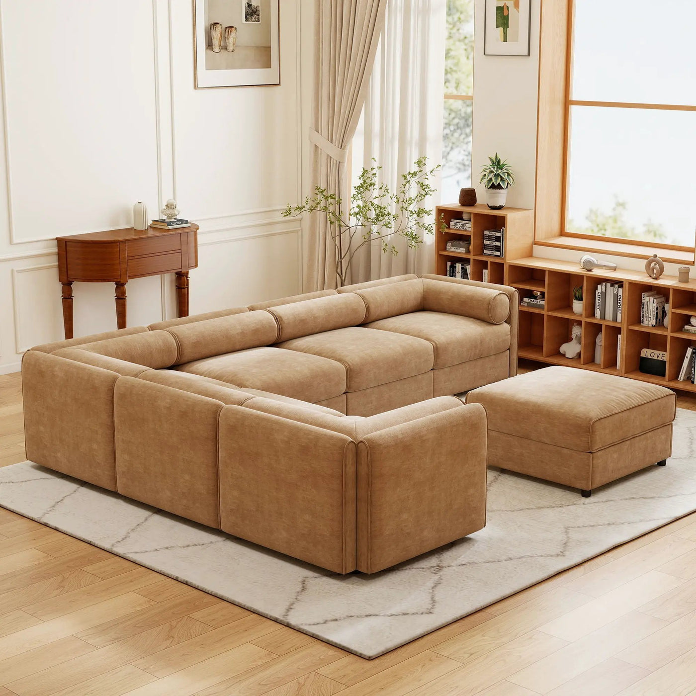 Contemporary Elegant Sofa With Storage And Ottoman by Unique Piece Furniture