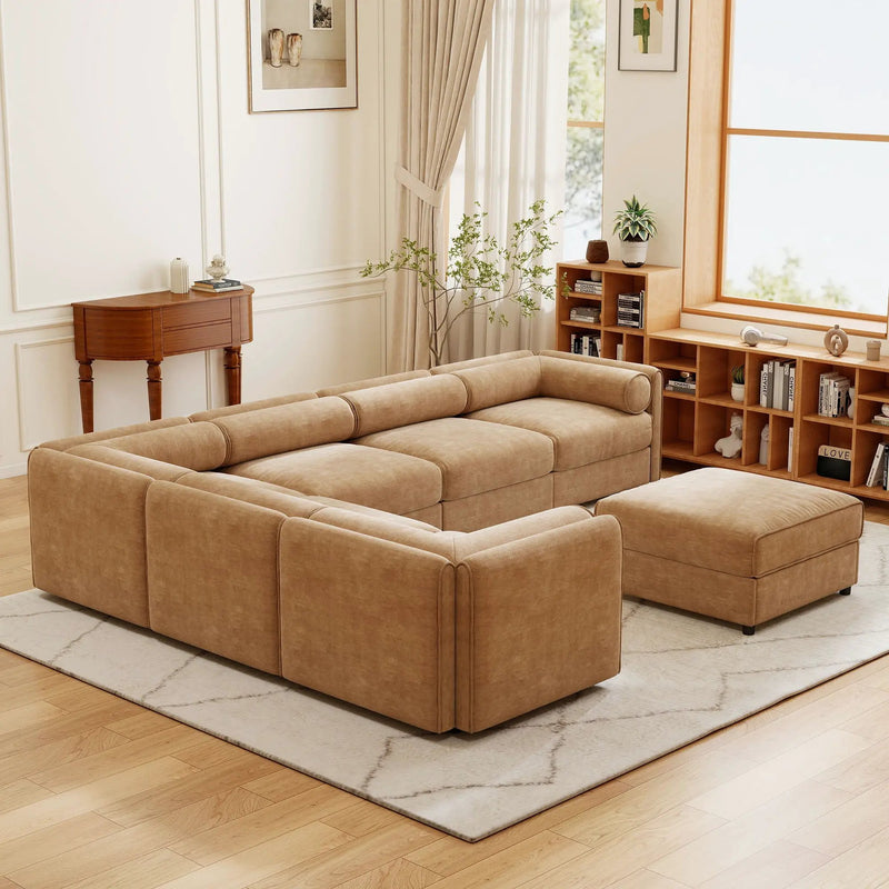 Contemporary Elegant Sofa With Storage And Ottoman by Unique Piece Furniture