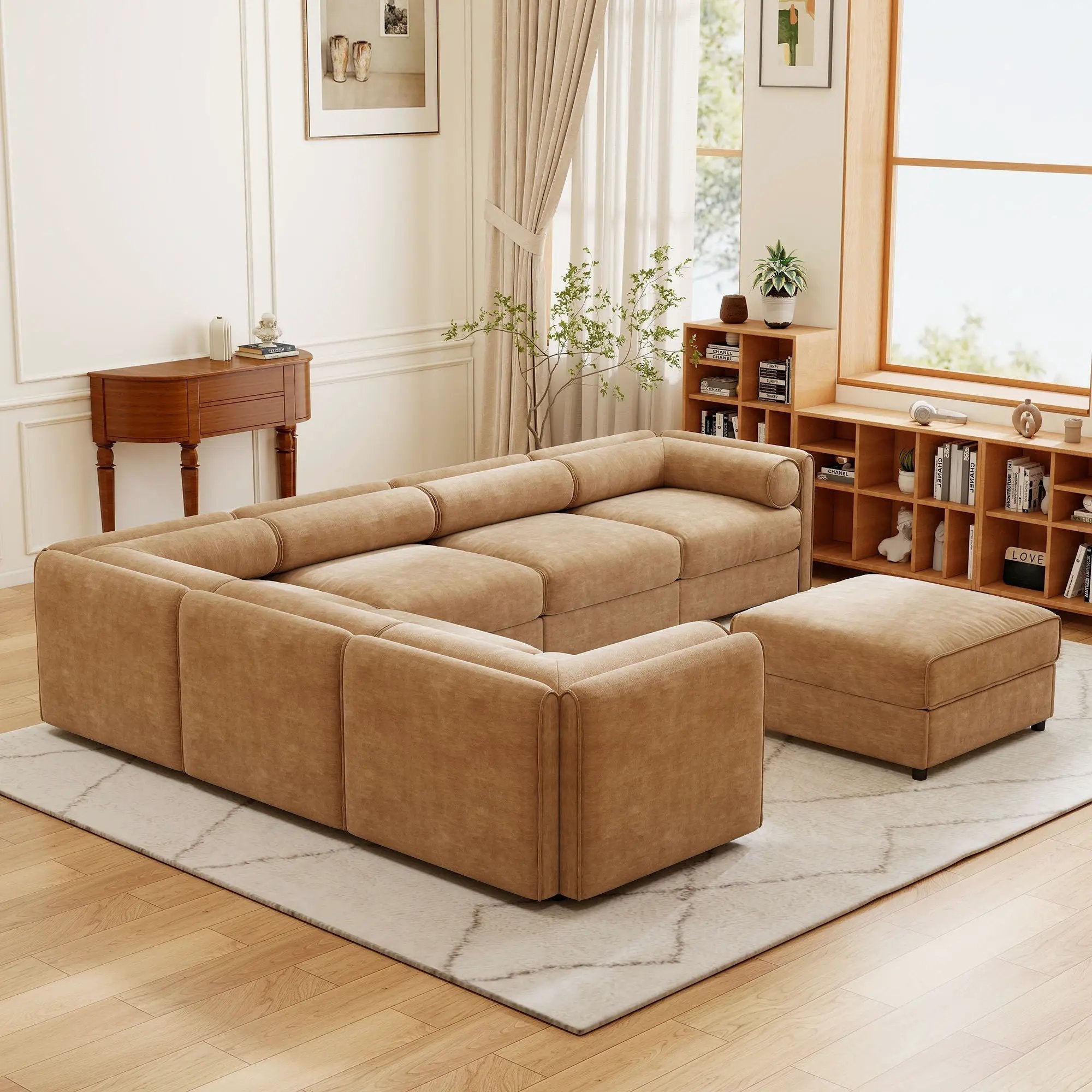 Contemporary Elegant Sofa With Storage And Ottoman by HouseOfZazla