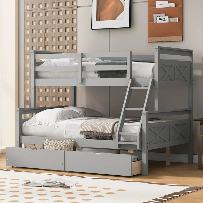 Bunk Bed With Ladder And Safety Guardrail by Unique Piece Furniture