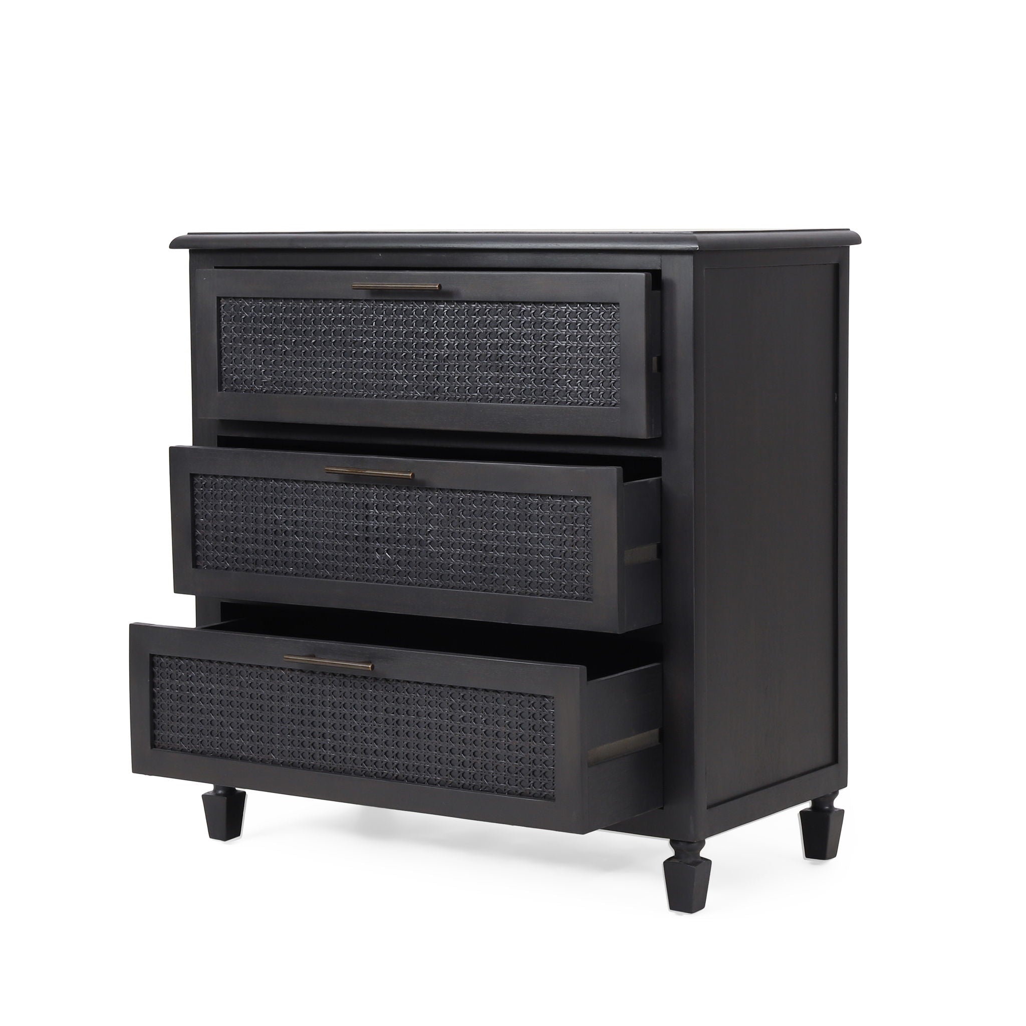 Newell Cane 3 Drawer Dresser - Dark Gray by HouseOfZazla