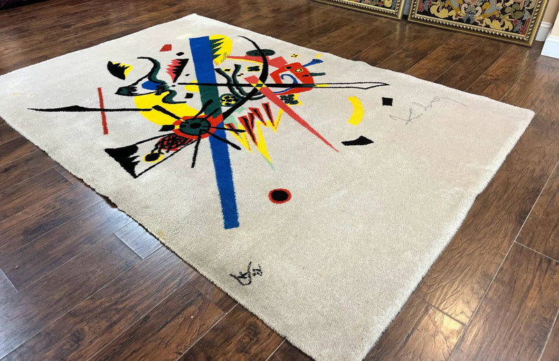 Danish Rya Shag Rug 6x9, EGE Axminster Carpet, Ivory, Modern Abstract Rug, Signed by Designer by Jewel Rugs